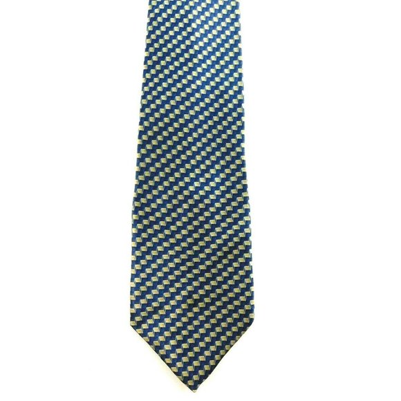 Bill Blass Neo NWOT Blue and Gold Zig Zags T601 - Picture 2 of 4